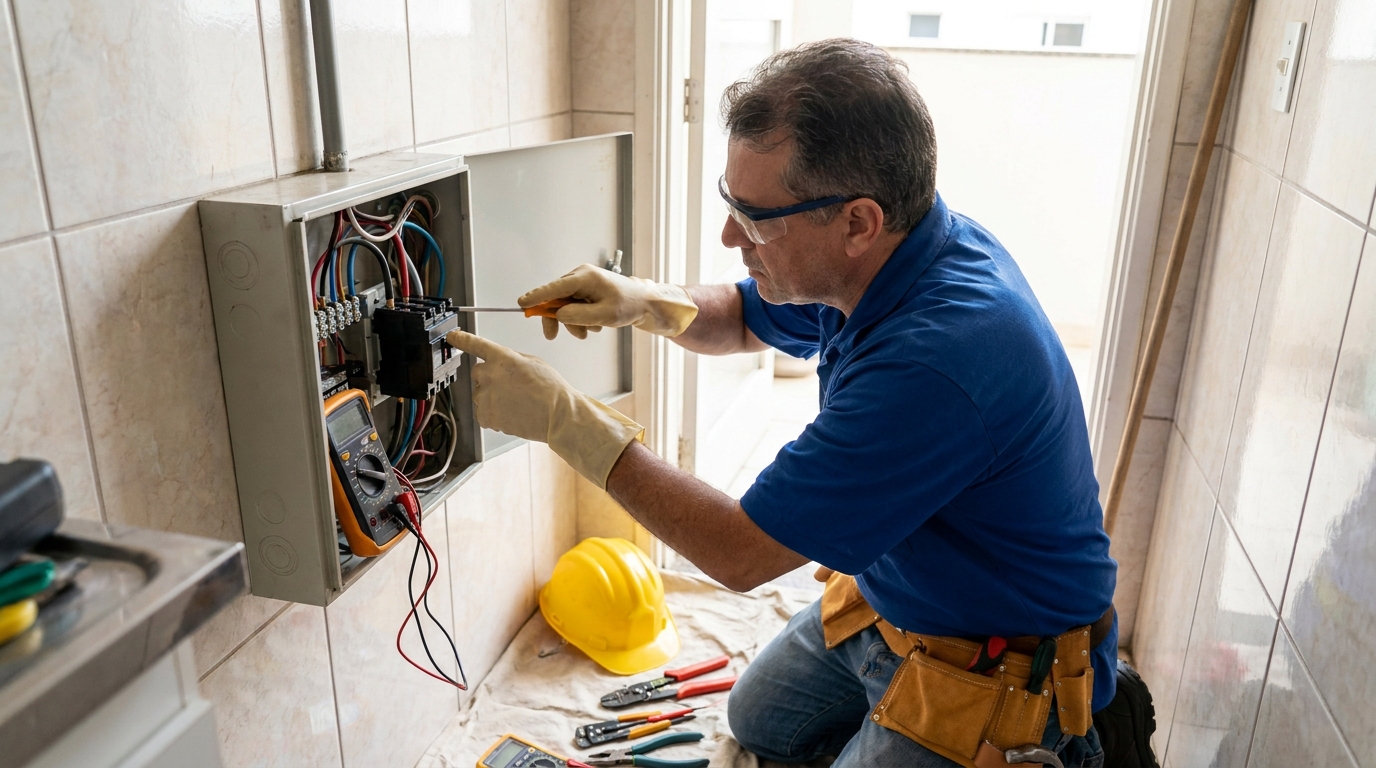 Eletricista instalando disjuntor em São Luís‑MA
