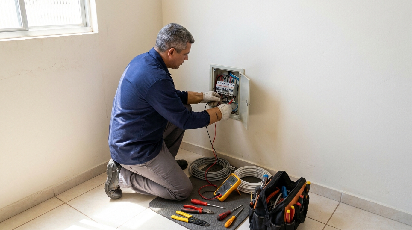 Eletricista realizando manutencao em São Luís‑MA